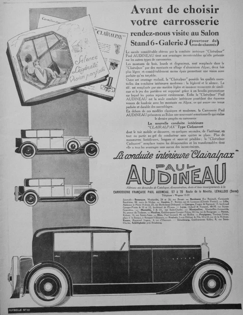Publicité De Presse 1926 La Conduite Intèrieure Clairalpax Paul Audineau