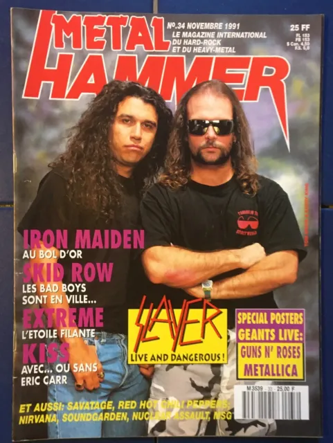 Metal Hammer Magazine N° 34 Slayer Iron Maiden Kiss Extreme Sans Posters 1991