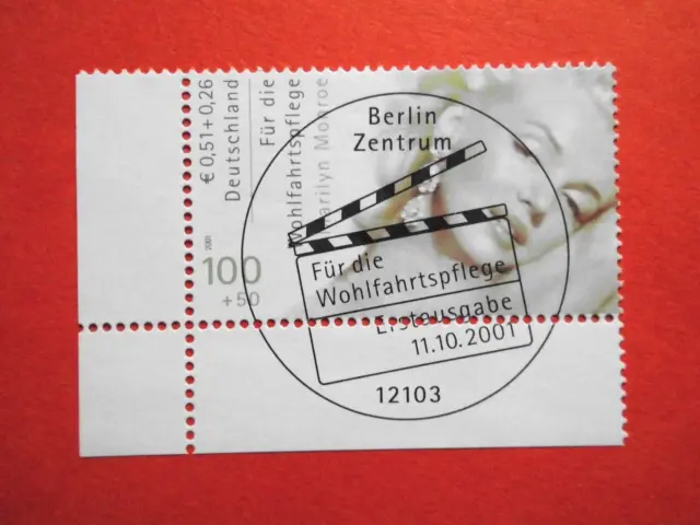 BM. Briefmarken BRD 2001 Wohlfahrt: Stars Mi. Nr. 2219 A FDC - Stempel + Eckrand