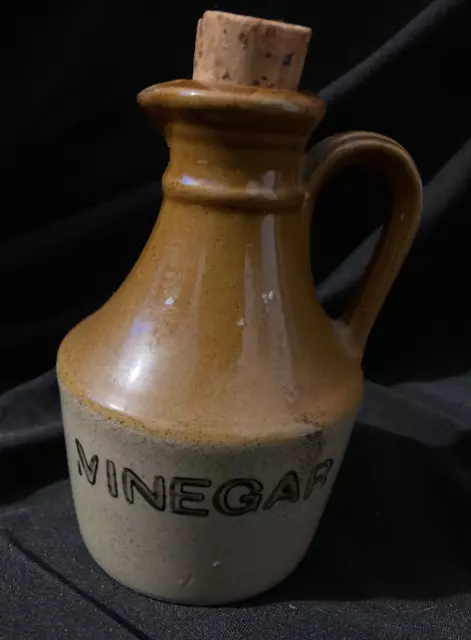 Vintage Moira Pottery Stoneware Vinegar Jug with original Cork Stopper c.5"