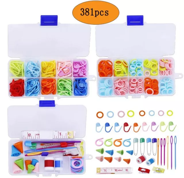 180 PCS Knitting Stitch Markers Rings, 180 PCS Locking Stitch Needle, Tool Kit