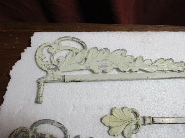 5 Antique Swing Arm Art Deco Extending Cast Aluminum Curtain Rods Ornate Ivy 2