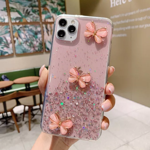 Bling Butterfly Cute Clear Girls Case For iPhone 11 Pro Max XR 8 7 Plus XS MAX