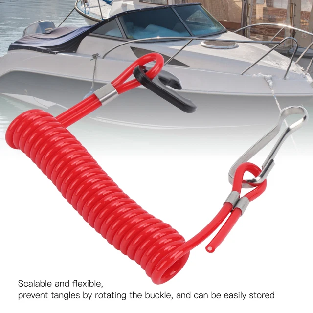 Tohuu Boat Outboard Engine Motor Lanyard Boat Engine Motor Stop Switch Start Safety Ignition Urgency Rope Clip Hook