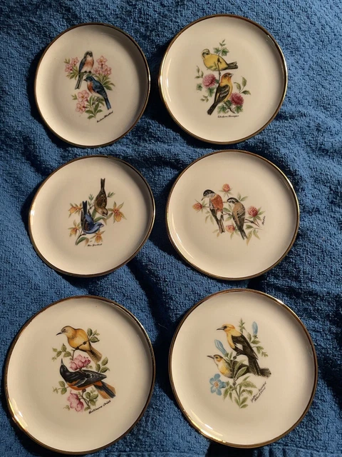 Lot 6 Vintage Bareuther Waldsassen Bavaria Germany Decorative Bird Mini Plates