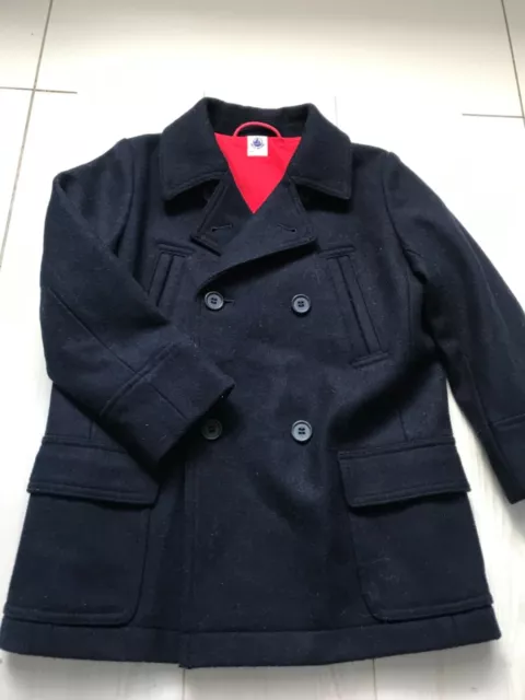 PETIT BATEAU Wool Double Breasted Blue Navy Peacoat, Coat, size 5