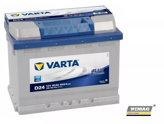 Batterie Voiture VARTA D24 60 Ah 540A Polo Positif Droite Prêt À L'Emploi