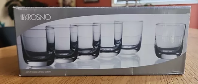 Krosno Pola 300ml Whisky Glasses. Set of 6. Made In Poland. New in Box