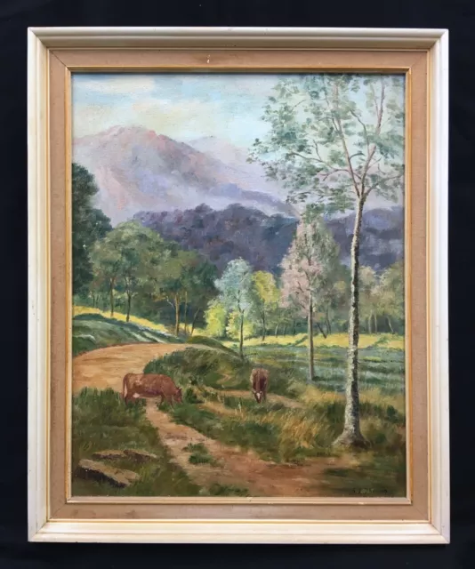 20th Century English School Oil On Board Landscape Painting. Signed.