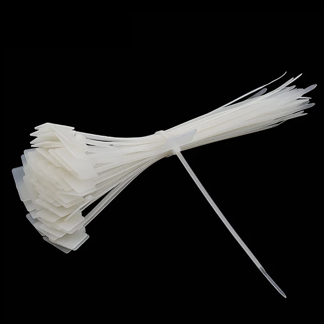 White Nylon Label Cable Tie Cable Wire Marking Self-locking Tags Sticker Tie