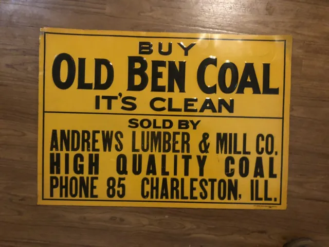 antique metal sign old Ben coal hardware store original  20” x 14”