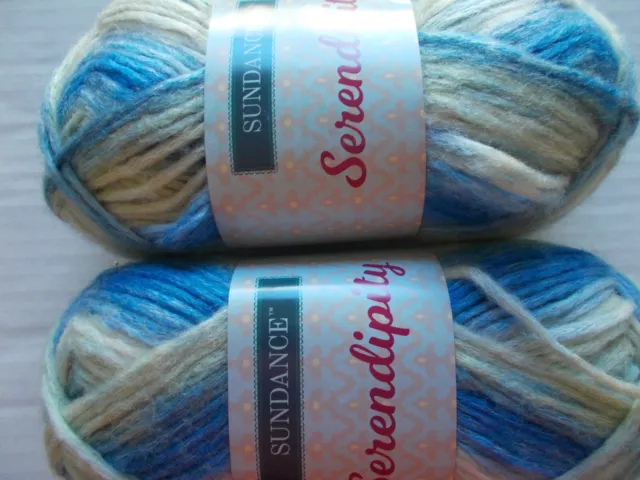 Sundance Serendipity brushed gradient yarn, Waterfall, lot of 2 (174 yds ea)