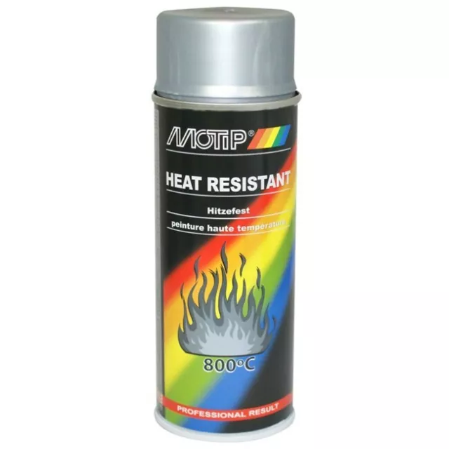 Bombe Spray Peinture Motip Argent Haute température 800° Pot Echappement /turbo