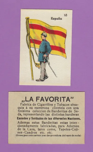 La Favorita (Canary Islands) - Scarce Silk Flags & Soldiers Card - Spain