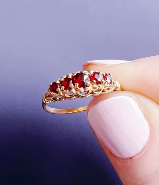 Round Cut Natural Garnet Yellow Gold Plated On Silver Victorian Engagement Ring