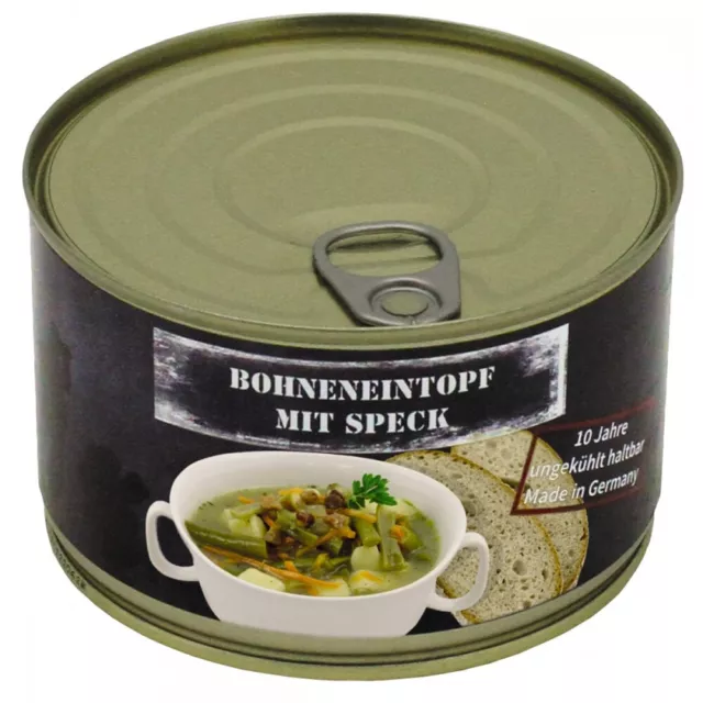 MFH 40253B Bohneneintopf mit Speck - Vollkonserve - 12 Stück-Fertiggericht-400 g