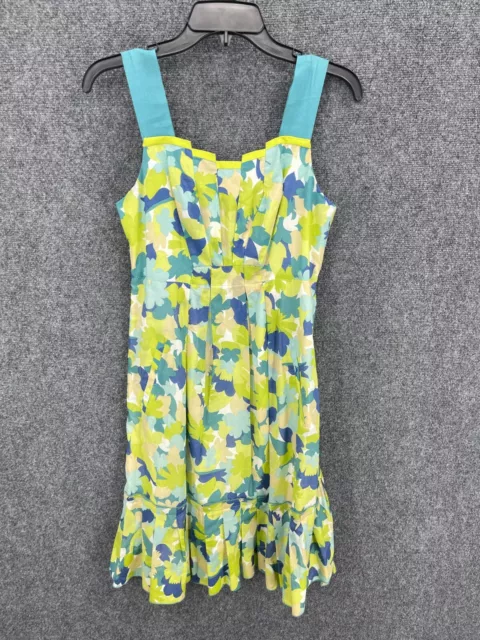 Girls from Savoy Dress Womens 4 Yellow Blue Floral Sleeveless Fit & Flare