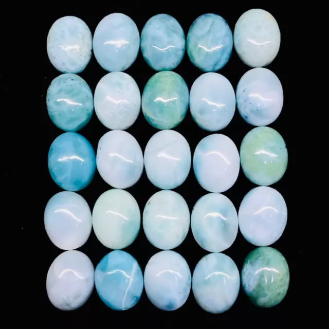 25 Stück Natürlich Larimar 10x8mm Oval Lose Cabochon Edelsteine Großhandel Menge