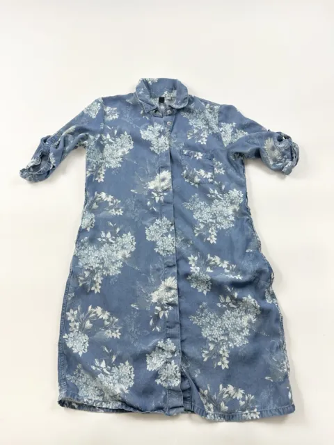 Kut from the Kloth Dress Women’s Small Blue Soft Chambray Denim Floral Button Up