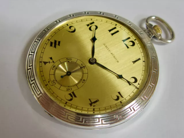 Superbe montre de smoking Art Deco Galli Zürich en argent Silver Pocket Watch 2