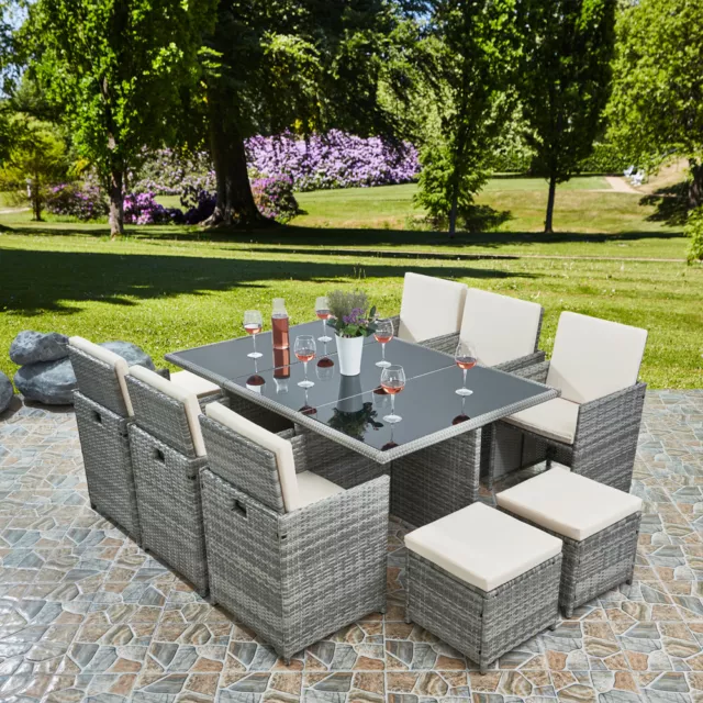 11 Piece 10 Seater Rattan Cube Dining Table Garden Furniture Patio Set  IN STOCK 3