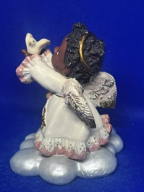 Vintage VickiLane African American Girl Angel w/ Dove He Sets My Heart Figurine 2