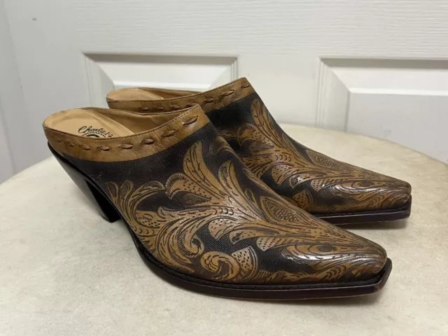 LUCCHESE CHARLIE 1 Horse Leather Western Mules 9.5 B $75.00 - PicClick