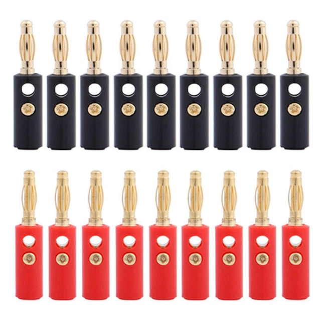 20pcs 4mm Gold Plated Audio Speaker Wire Cable Banana Plug Connector Adapter p-