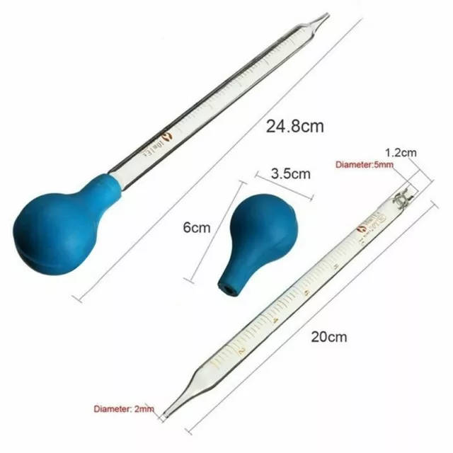 2pcs 5ml10ml with graduated glass dropper rubber suction ball laboratory pipette