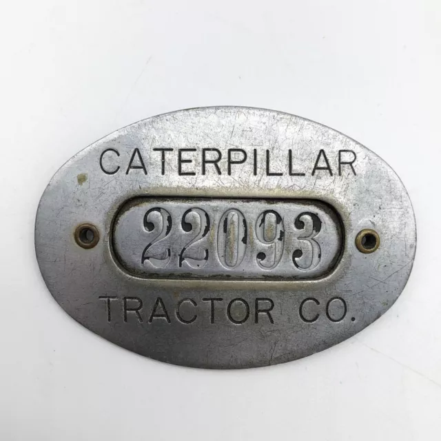 Caterpillar Tractor Co Peoria IL Employee ID Badge Pinback With Leather Holder