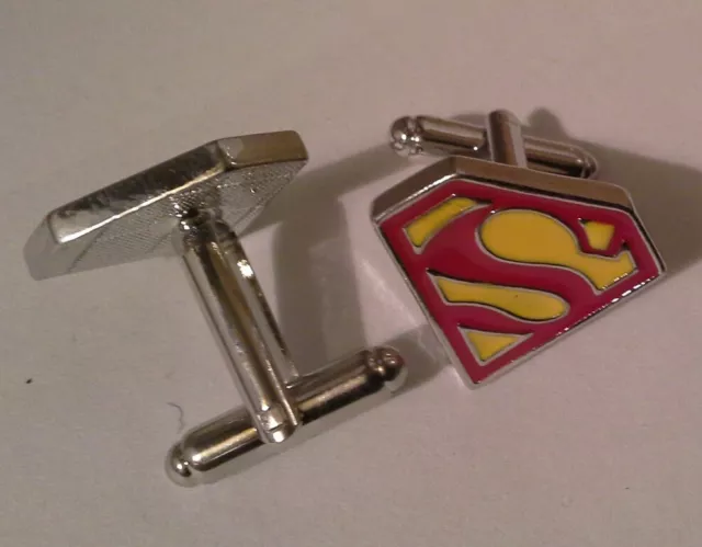 Superman Logo Mens Cufflinks- Weddings, Father's Day, Birthday Cool Gift