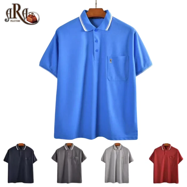 Polo Uomo Cotone Maglietta Maglia Mezza Manica Corta T-Shirt Casual Taglie Forti