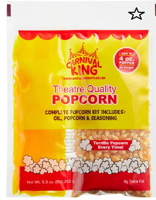 4 oz. Popper - 24/Case  Mega Pop Popcorn Kit Kernels and Flavoring Food  New **