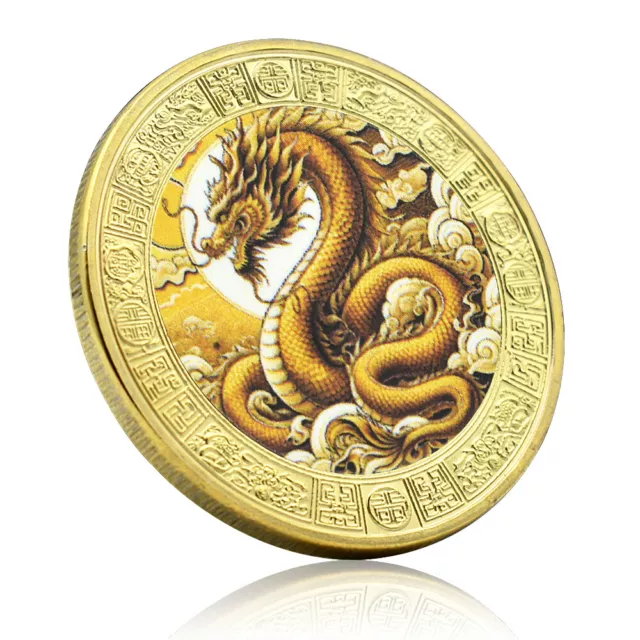 2024 New Year Commemorative Medal Chinese Zodiac Dragon Gold Plated Coin Crafts