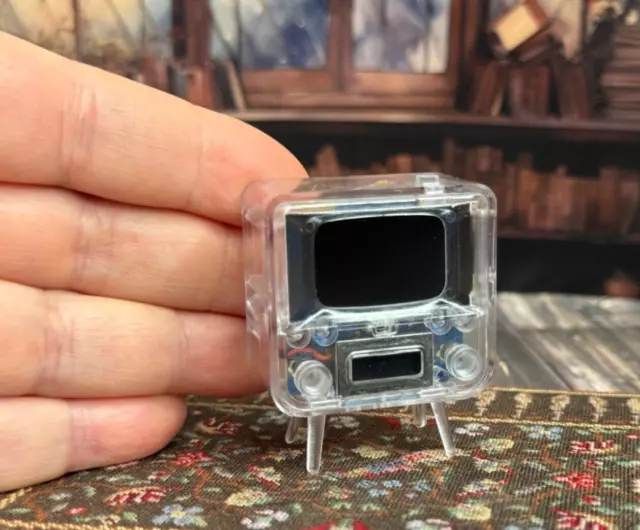 Miniature Dollhouse 1:12 Scale WORKING Mini Television Holds 11 hours Videos 3