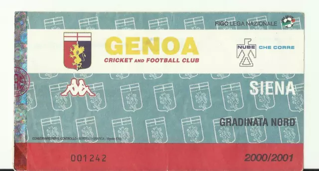 Biglietto Stadio Calcio Serie B 2000/01 Genoa - Siena 10/09/2000