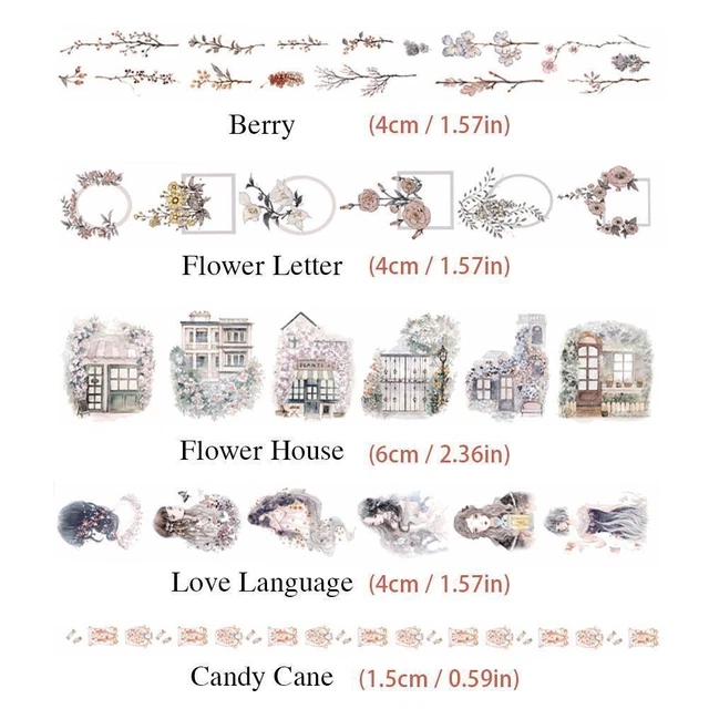 Floral Washi Tape Set with Gold Foil Decorative Masking Tape Adhesive XPc