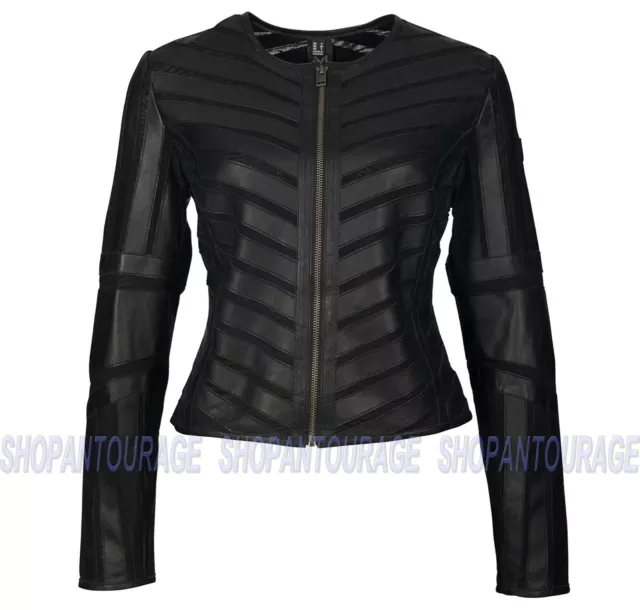 Mauritius Tiya Nero 100% Nuovo Originale pelle D'Agnello Moda Giacca per Donne