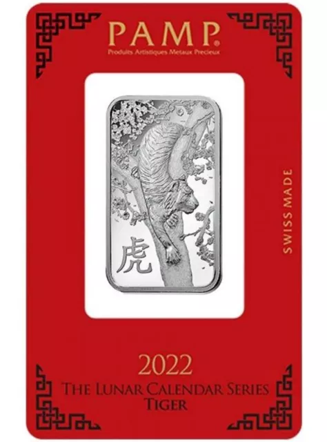 2022 1 Oz PLATINUM Pamp Suisse YEAR OF THE TIGER Bar.