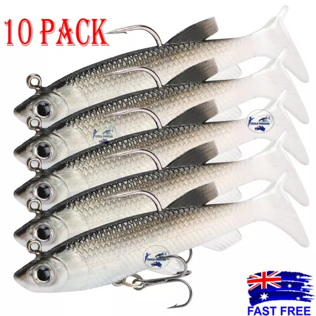 Soft Plastic Vibe Lures Poddy Mullet Jig Head Mullet Flathead Barra Bass Tackle