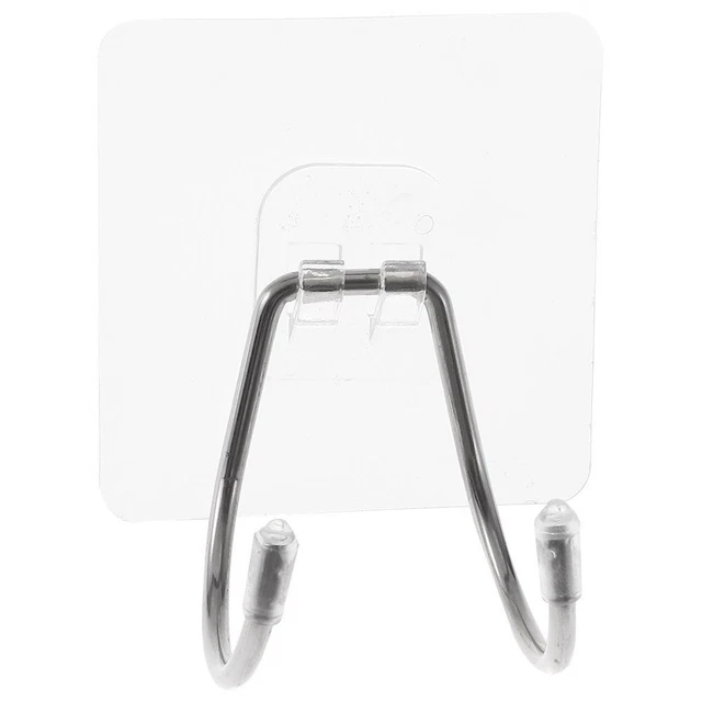 10pcs Transparent Self Adhesive Hooks Heavy Duty Double Hook  Bathroom