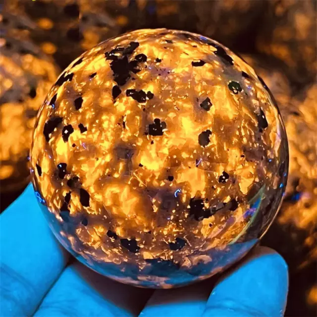 Natural Yooperite Sphere quartz crystal Flame's stone ball reiki healing 1pc