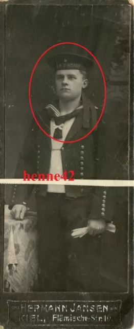 CdV Foto Portrait SMS Hessen Schlachtschiff der Kaiserlichen Marine Kiel 1.WK