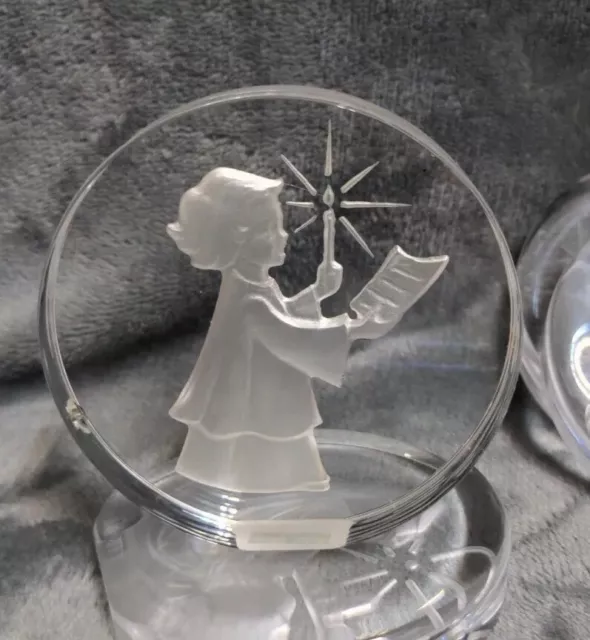 Vintage Danbury Mint Lead Crystal Paperweight Christmas Angel 1978