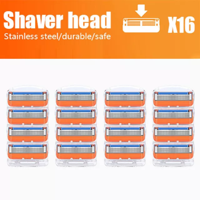 16 x Shaving Razor Blades Refills Head Compatible For Gillette Fusion 5 Proglide