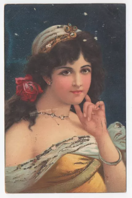 Circa 1905 A Asti Artist Signed Art Nouveau Postcard Beautiful Woman # 1 Used