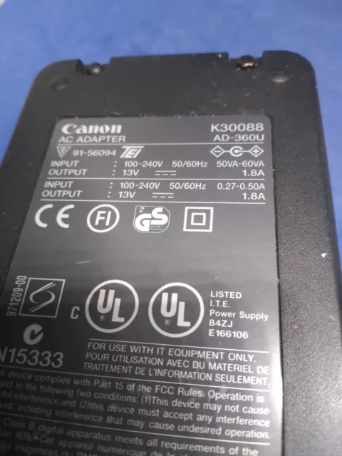 Genuine Canon K30088 Printer Power Adapter Ad-360u Bjc-50 Bjc50 Bjc-55 Bjc