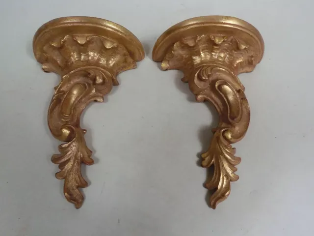 Ornate Rococo Chippendale Scroll Gold Gilt Wall Brackets French Italy Interest