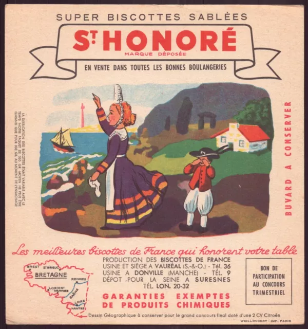 Buvard  Super biscottes sablées " St-Honoré " ( pliures, rousseurs )