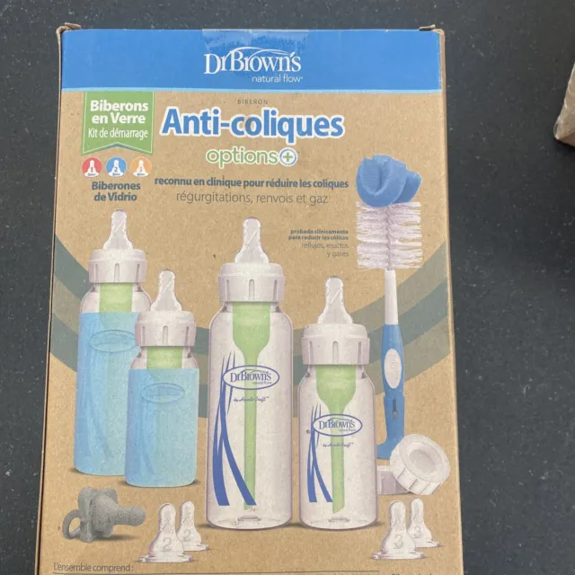 Dr. Browns Natural Flow Anti Colic Options+ Narrow Glass Baby Bottle Starter Set